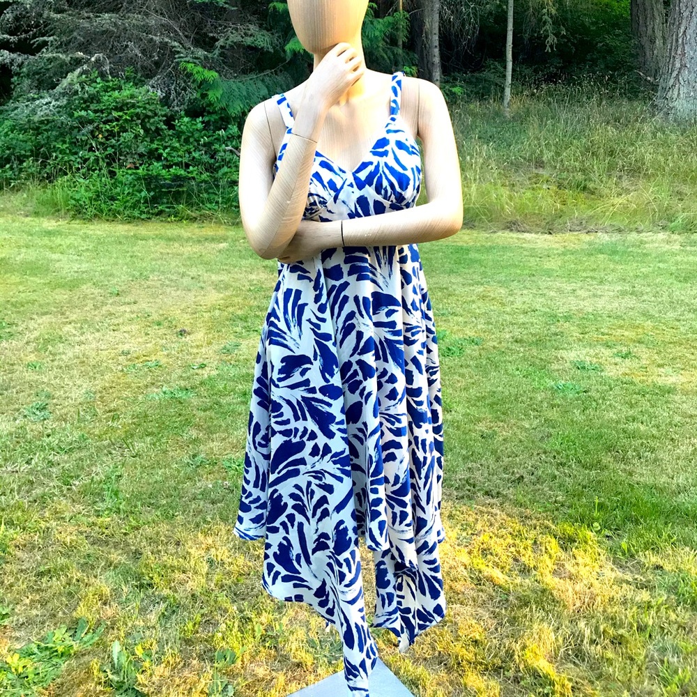 Alexis x Target • Blue Floral Botanical Full Skirt Handkerchief Flowing Dress XS - Picture 2 of 11